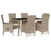 vidaXL spisebordss&aelig;t til haven 7 dele med hynder polyrattan beige