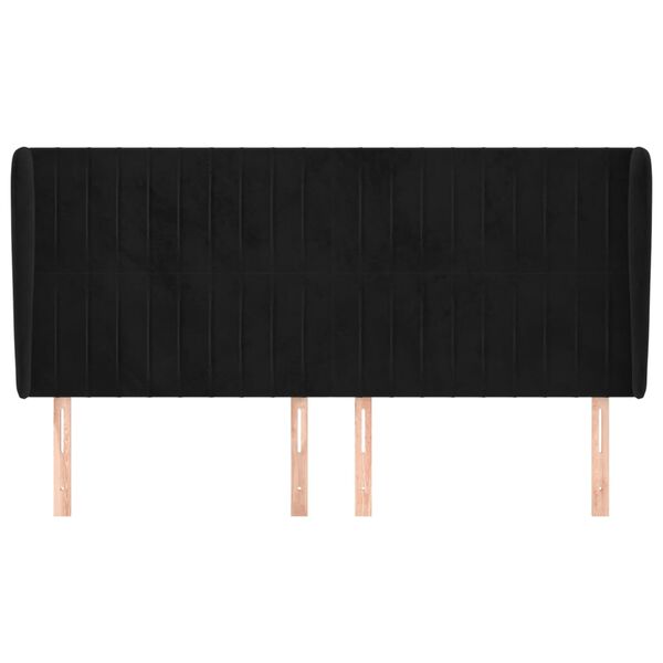 vidaXL sengegavl med kanter 183x23x118/128 cm fl&oslash;jl sort