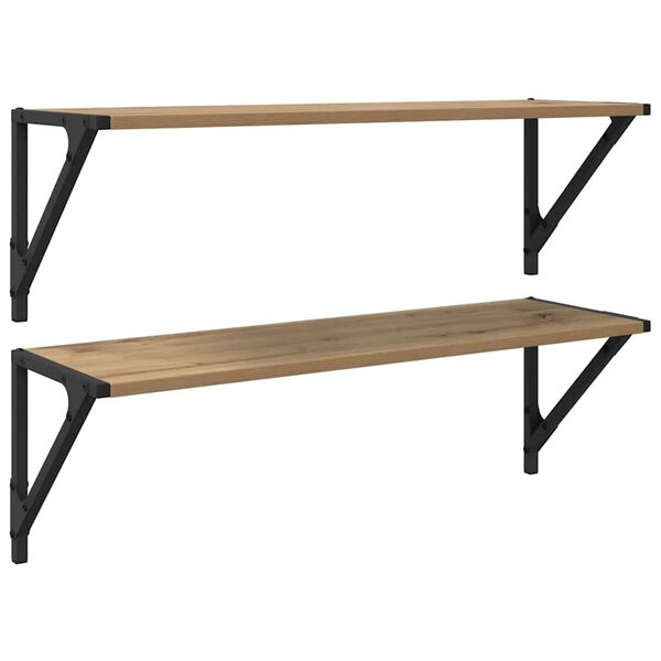 vidaXL V&aelig;ghylder med hylde 2 pcs Artisan Egetr&aelig; 80 x 25 x 25,5 cm