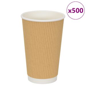 vidaXL kaffekopper af papir 500 stk. 16oz 400ml brun