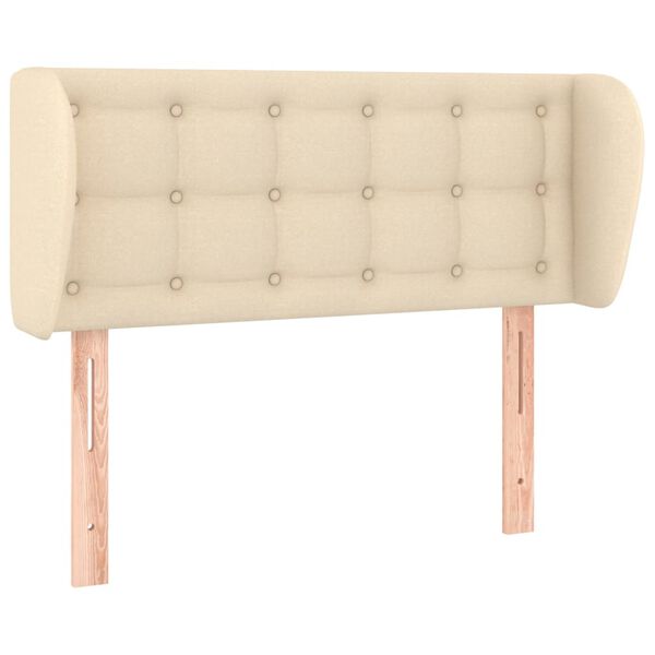 vidaXL sengegavl med kanter 83x23x78/88 cm stof cremefarvet