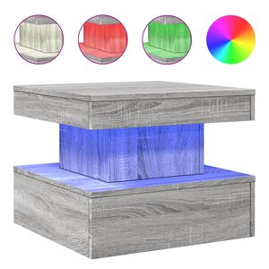 vidaXL sofabord med LED-lys 50x50x40 cm gr&aring; sonoma-eg