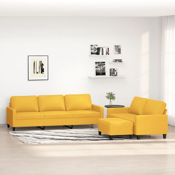vidaXL sofas&aelig;t 3 dele med hynder stof lysegul