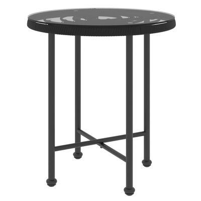 vidaXL spisebord Ø50 cm hærdet glas og stål sort
