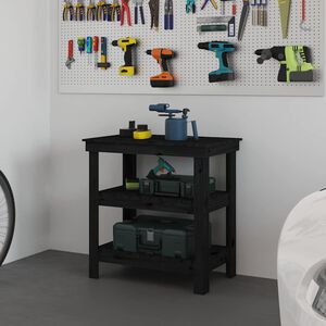 vidaXL arbejdsbord 78,5x50x80 cm massivt fyrretr&aelig; sort