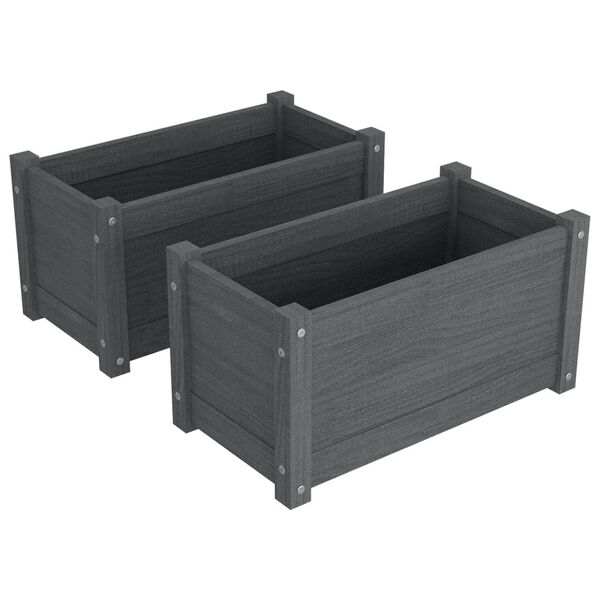 vidaXL plantekasser 2 stk. 60x31x31 cm massivt fyrretræ grå
