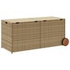 vidaXL opbevaringsboks med hjul 283 l polyrattan beige