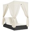vidaXL solseng med tag og gardiner polyrattan sort
