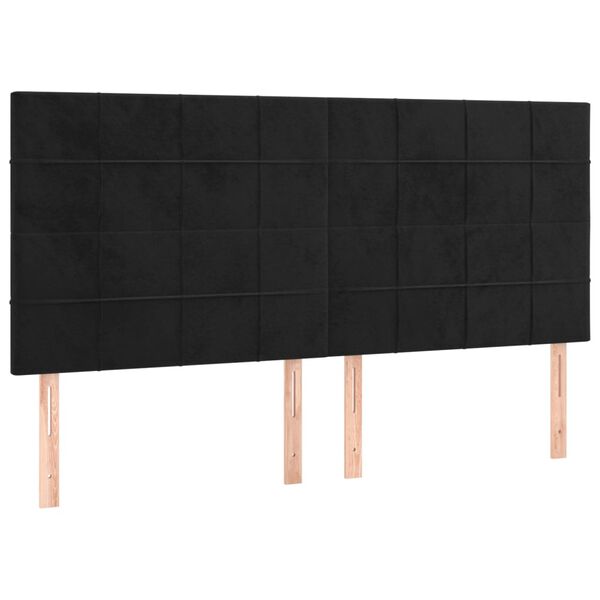 vidaXL sengegavl med LED-lys 180x5x118/128 cm fl&oslash;jl sort
