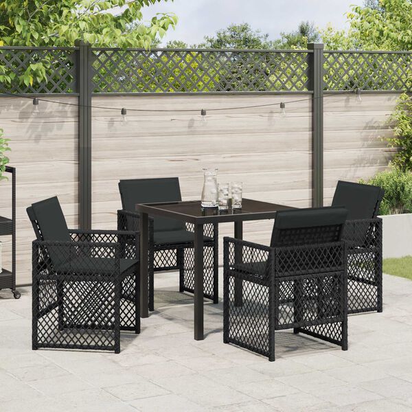 vidaXL Have Spisebordss&aelig;t 5 pcs Sort polyrattan