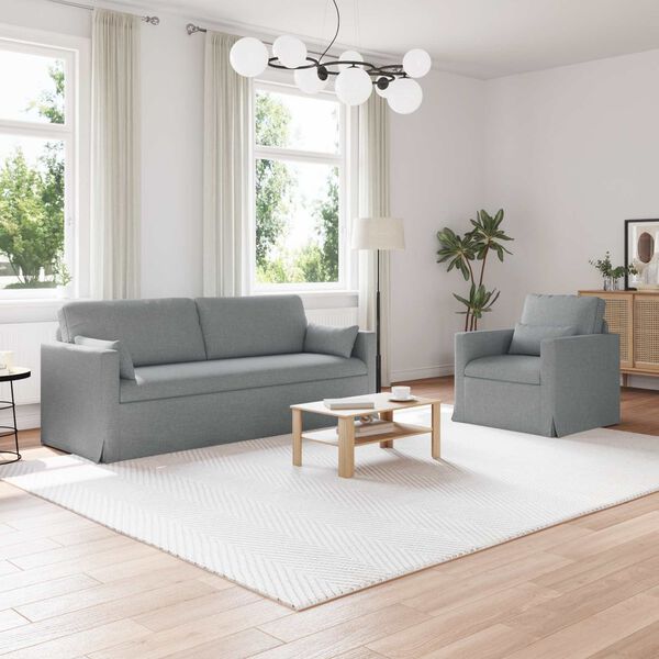 vidaXL Sofa S&aelig;t 2 pcs Lysegr&aring; 198 x 78 x 80 cm Stof
