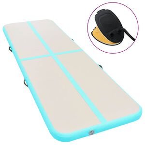 vidaXL oppustelig gymnastikm&aring;tte med pumpe 300 x 100 x 10 cm PVC gr&oslash;n