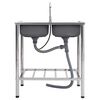 vidaXL campingvask med hane dobbeltvask rustfrit st&aring;l