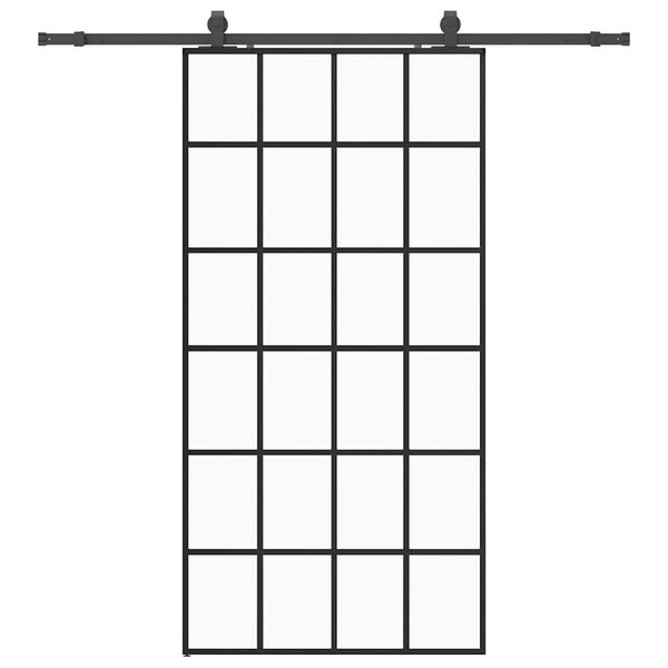 vidaXL skyded&oslash;r med hardwares&aelig;t 102x205 cm ESG glas sort