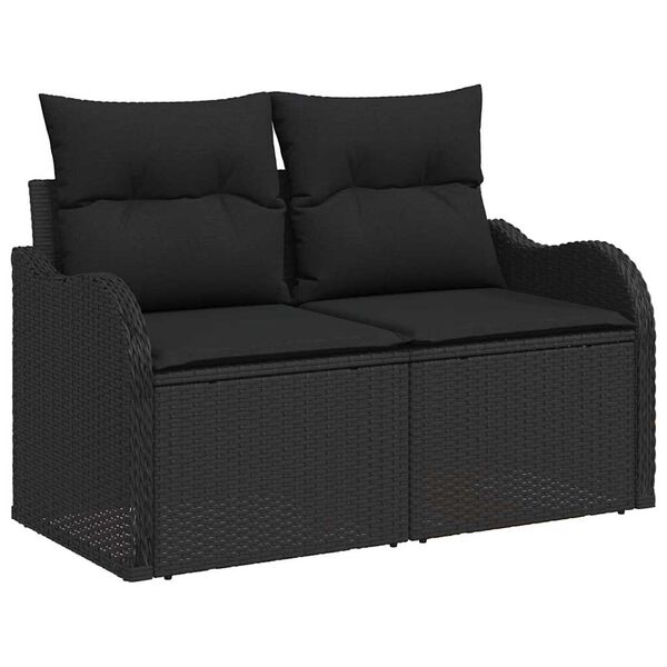 vidaXL Havesofa S&aelig;t med pude 9 pcs Sort