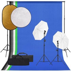 vidaXL fotostudies&aelig;t med lampes&aelig;t + baggrund og reflektor