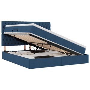 vidaXL Seng med opbevaring og LED med LED Bl&aring; 180 x 200 cm Polyester