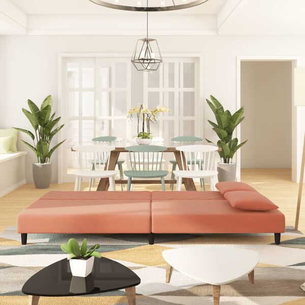 vidaXL 2-personers sovesofa med 2 puder fl&oslash;jl lyser&oslash;d