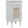 vidaXL sengebord SENJA rattanlook 40x35x80 cm massivt fyrretr&aelig; hvid