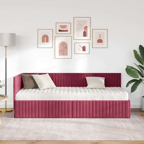 vidaXL Hj&oslash;rnesengramme med Madras med hovedg&aelig;rde 2 pcs Gr&oslash;n Fl&oslash;jl