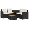 vidaXL havesofa med bord og hynder L-formet polyrattan sort