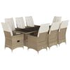 vidaXL spisebordss&aelig;t til haven 9 dele med hynder polyrattan beige