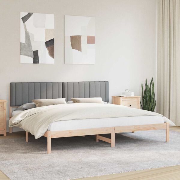 vidaXL Sengestel med Polstret Hovedgavl Lysegr&aring; 200 x 200 cm