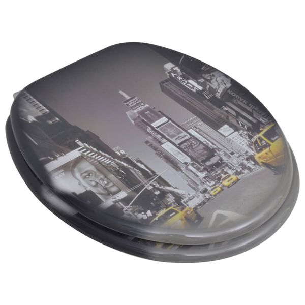 vidaXL toiletsæder med låg 2 stk. New York-design MDF