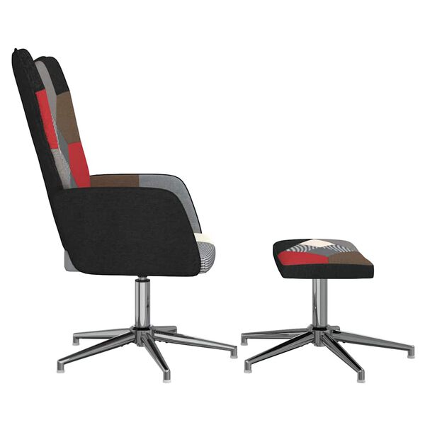 vidaXL l&aelig;nestol med fodskammel stof patchwork