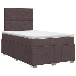 vidaXL Boxmadras med topmadras M&oslash;rk Brun 120 x 200 cm Stof