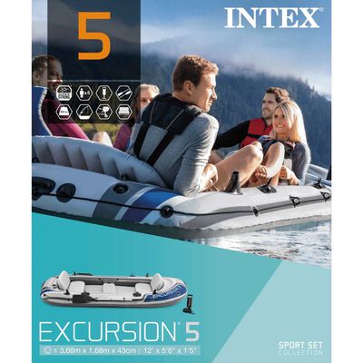 Intex Excursion 5 Set gummibåd med padler og pumpe 68325NP