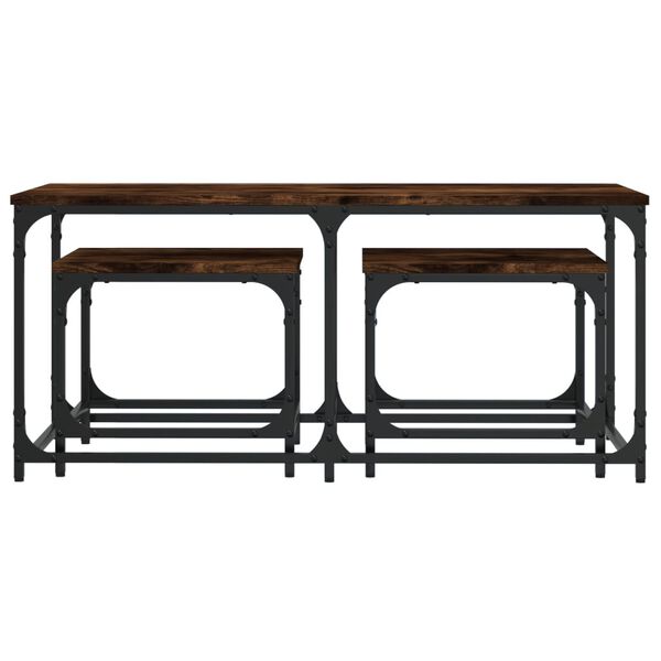 vidaXL indskudsborde 3 stk. konstrueret træ røget egetræsfarve