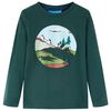 vidaXL Lang&aelig;rmet T-shirt til b&oslash;rn str. 92 m&oslash;rkegr&oslash;n