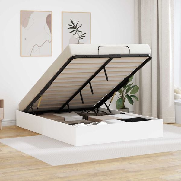 vidaXL Ottoman Sengestel Hvid 193 x 120 x 25 cm Konstrueret tr&aelig;