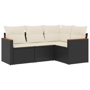 vidaXL sofas&aelig;t til haven 4 dele med hynder polyrattan sort