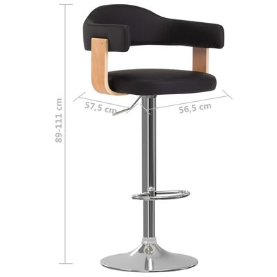 vidaXL barstole 2 stk. bøjet træ og kunstlæder sort