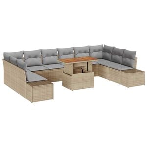 vidaXL Havesofa S&aelig;t med opbevaring 11 pcs Beige Poly rattan