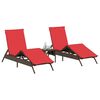 vidaXL liggestole 2 stk. med bord polyrattan brun