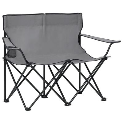 vidaXL 2-personers campingstol foldbar stål og stof grå