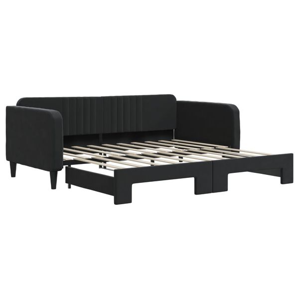 vidaXL daybed med udtræk 90x190 cm velour sort