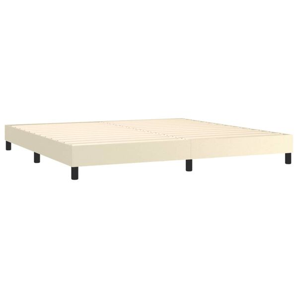 vidaXL Boxspring sengeramme 200x200 cm kunstl&aelig;der cremefarvet