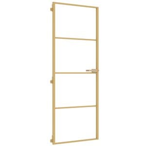 vidaXL indvendig d&oslash;r 76x201,5 cm h&aelig;rdet glas og aluminium guldfarvet