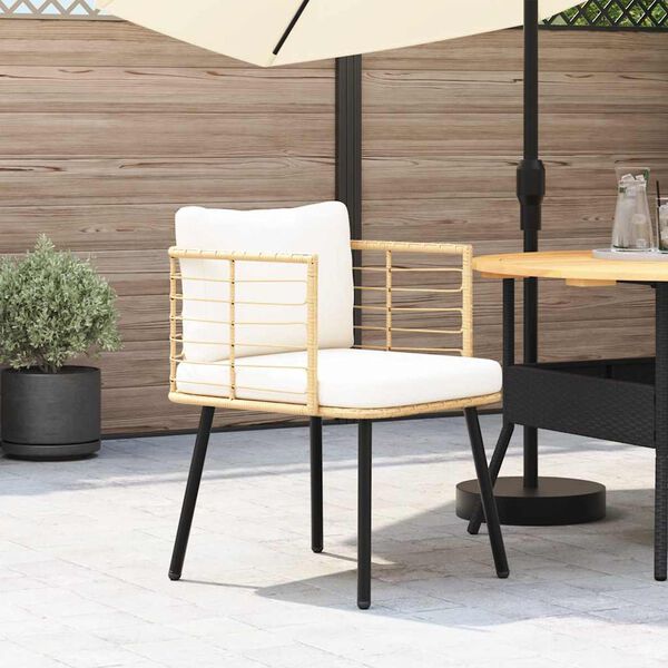 vidaXL havestol med hynder polyrattan naturfarvet