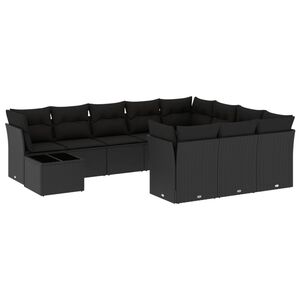 vidaXL sofas&aelig;t til haven 11 dele med hynder polyrattan sort