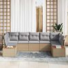vidaXL Havesofa S&aelig;t med pude 7 pcs Beige og lys gr&aring; Polyrattan