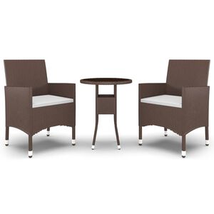 vidaXL spisebordss&aelig;t til haven 3 dele polyrattan brun