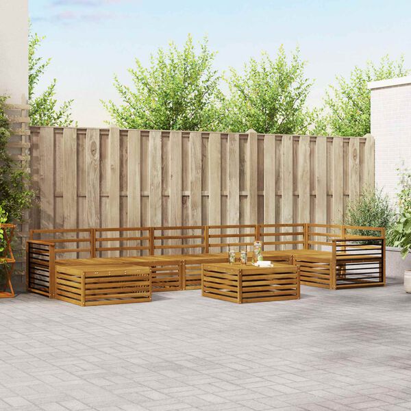 vidaXL Sofas&aelig;t 8 pcs Naturfarvet Massivt Akacietr&aelig;