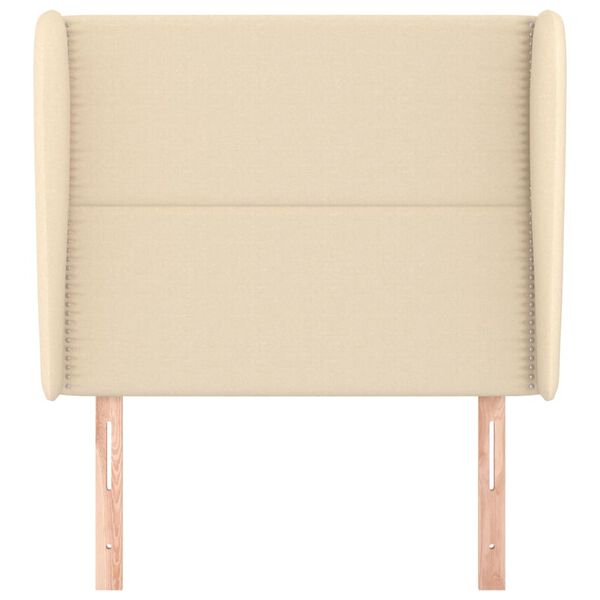 vidaXL sengegavl med kanter 93x23x118/128 cm stof cremefarvet