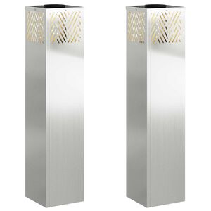 vidaXL Solar LED sti lys 2 stk. Varm hvid 18 x 18 x 80 cm Galvaniseret