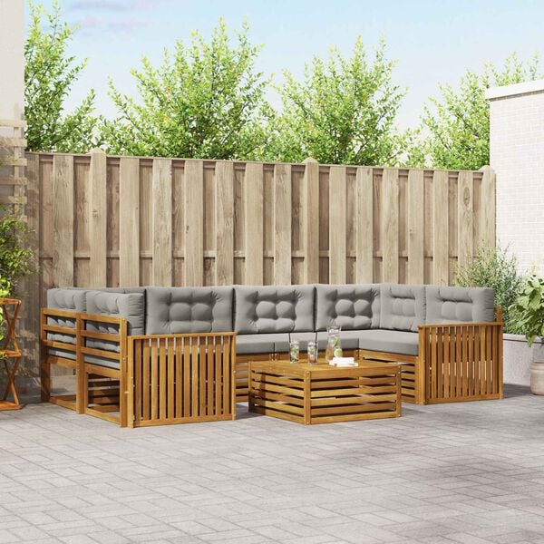 vidaXL Udend&oslash;rs sofagruppe med pude 7 pcs Naturlig og Lys Gr&aring;